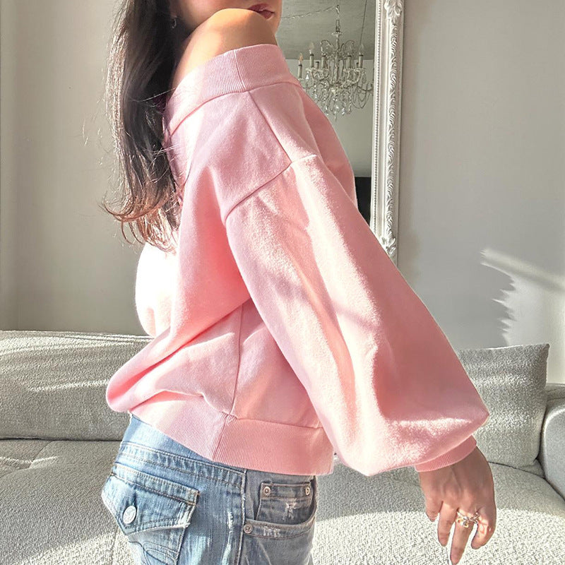 Cozy Off-the-Shoulder Bow Sweatshirt