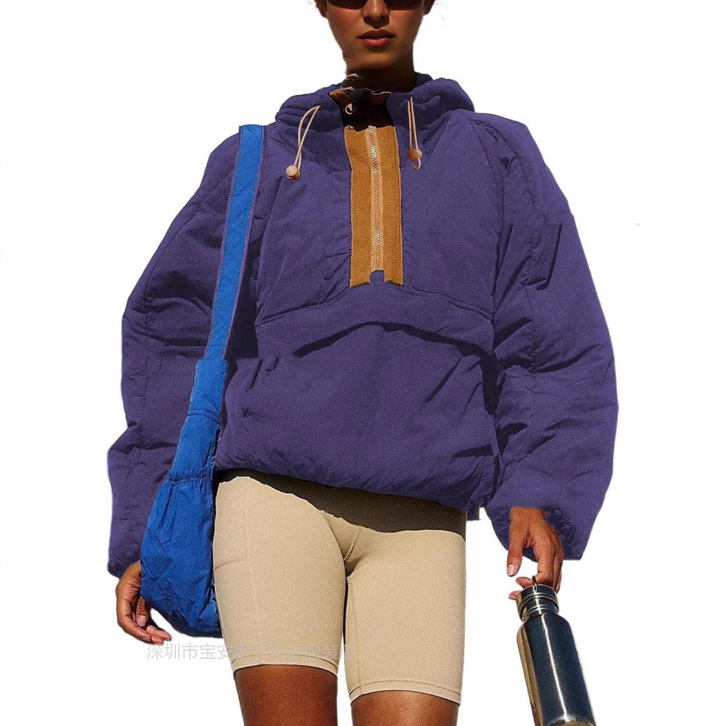 Colorblock Hooded Sweatshirt Utility Style