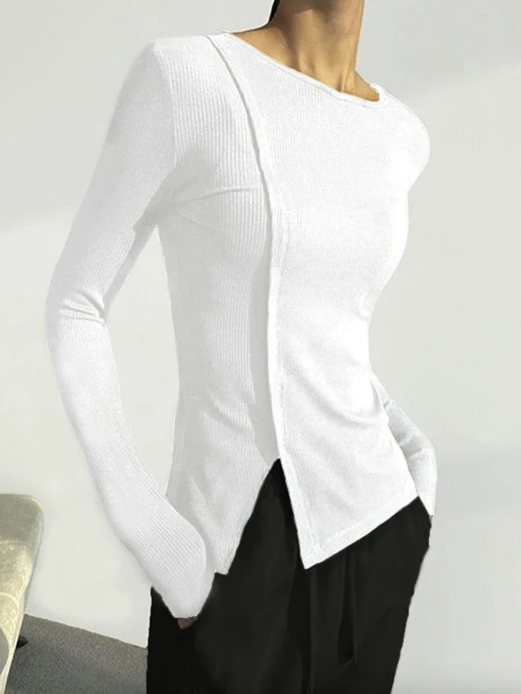 Women's Stylish Split Hem Tight Autumn Sweater