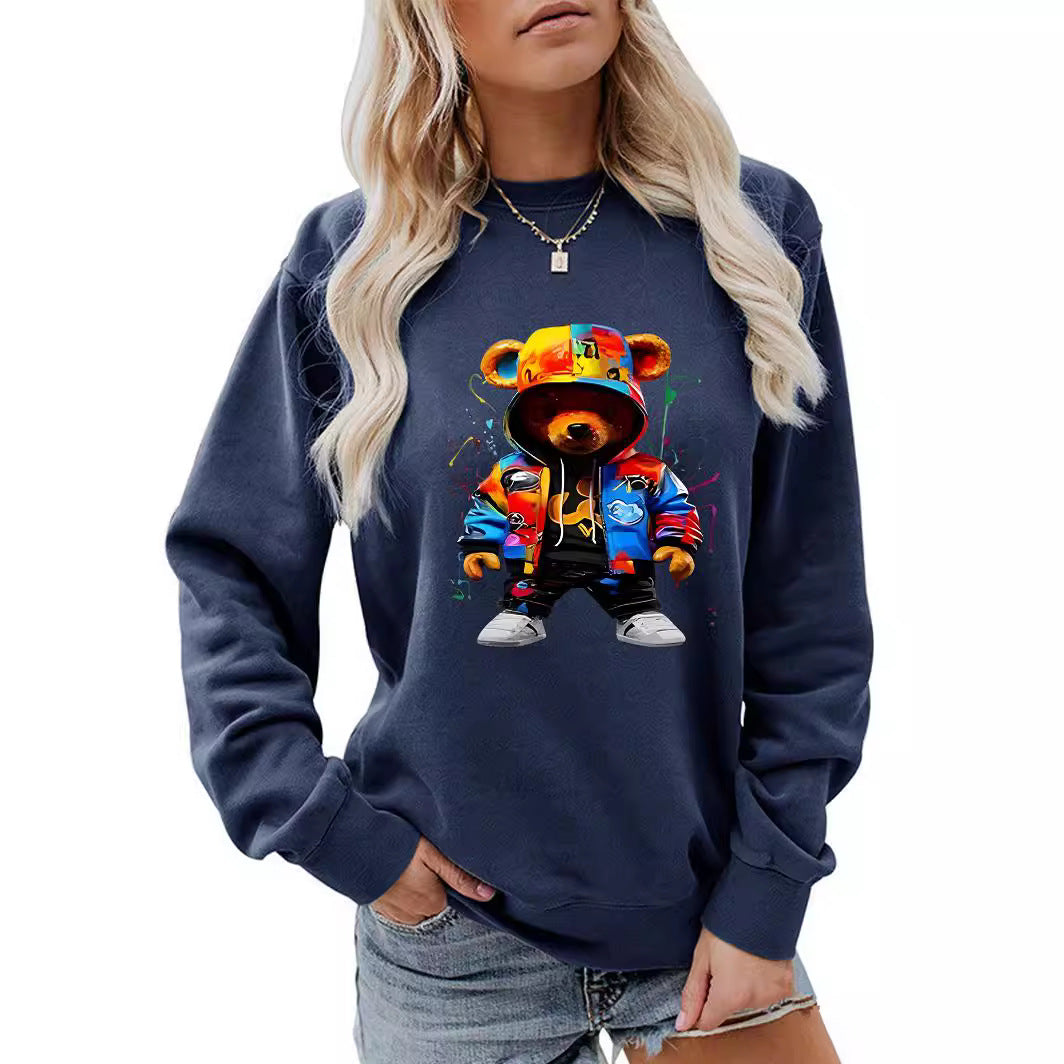 Cozy Cartoon Brushed Hoodie with Heel Collar