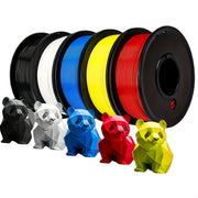 5-Color PETG Filament Bundle – 1.75 mm, 0.25 kg (0.55 lb) per Spool, Total 1.25 kg (2.75 lb) – Black, White, Red, Blue, Yellow