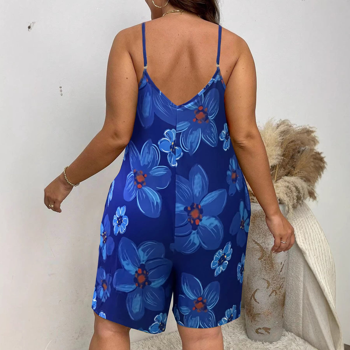 Chic Floral Print Plus-Size Casual Jumpsuit