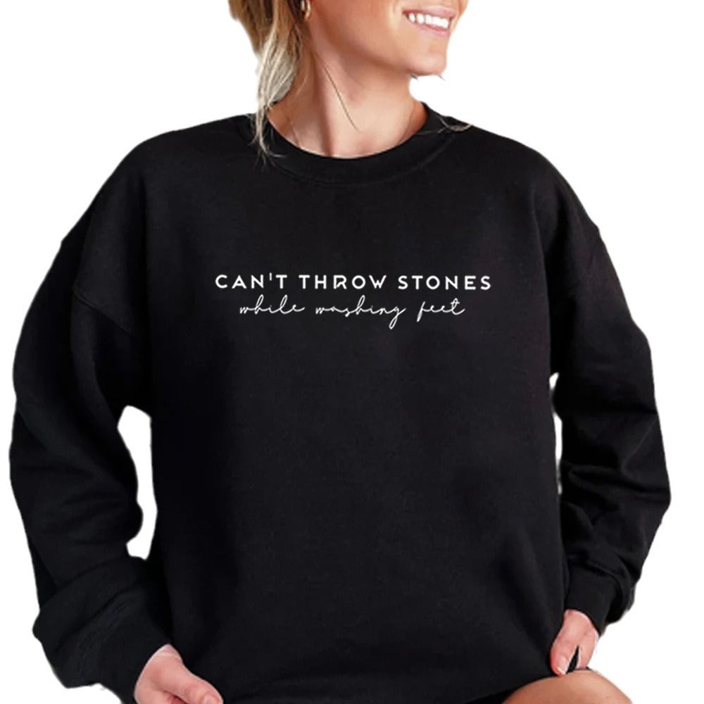 Floral Slogan Long Sleeve Pullover Sweatshirt