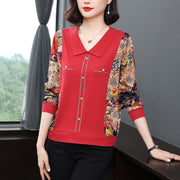 Elegant Elderly Doll Collar Long-Sleeve T-Shirt