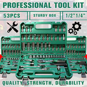 34-Piece Impact Socket Set with 1/2" Drive, SAE and Metric Sizes