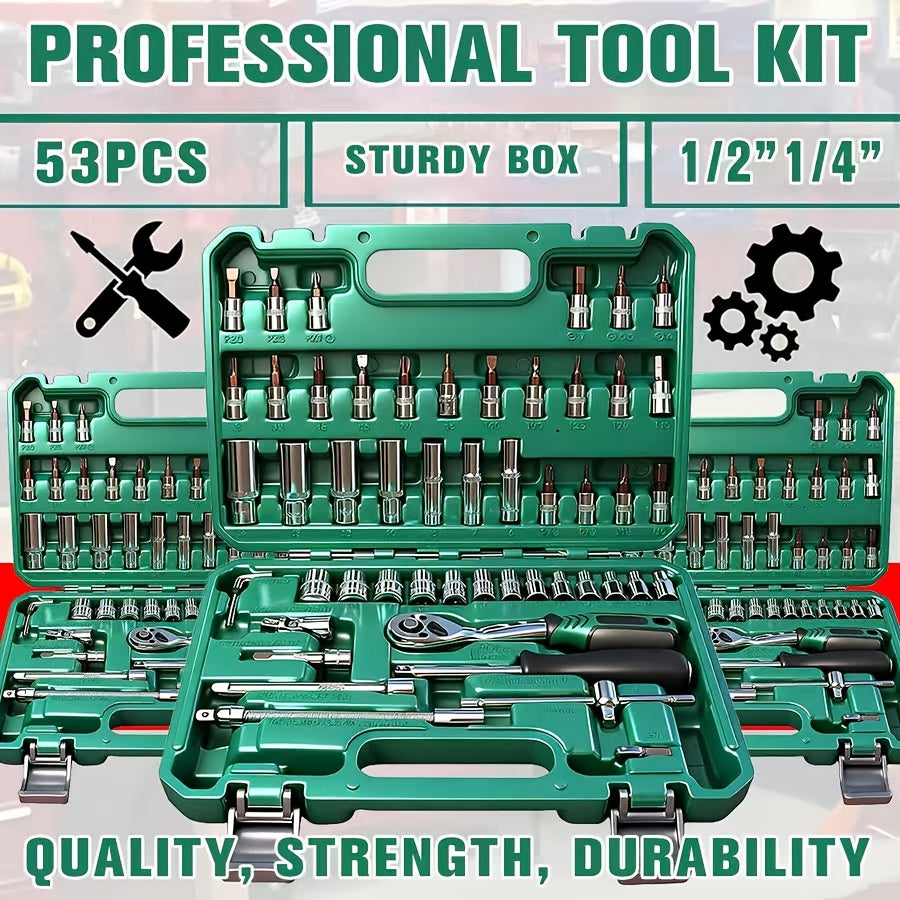 34-Piece Impact Socket Set with 1/2" Drive, SAE and Metric Sizes