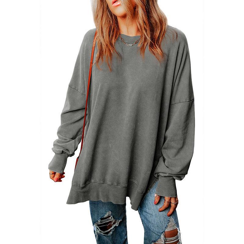 Women's Solid Loose Pullover Sweatshirt