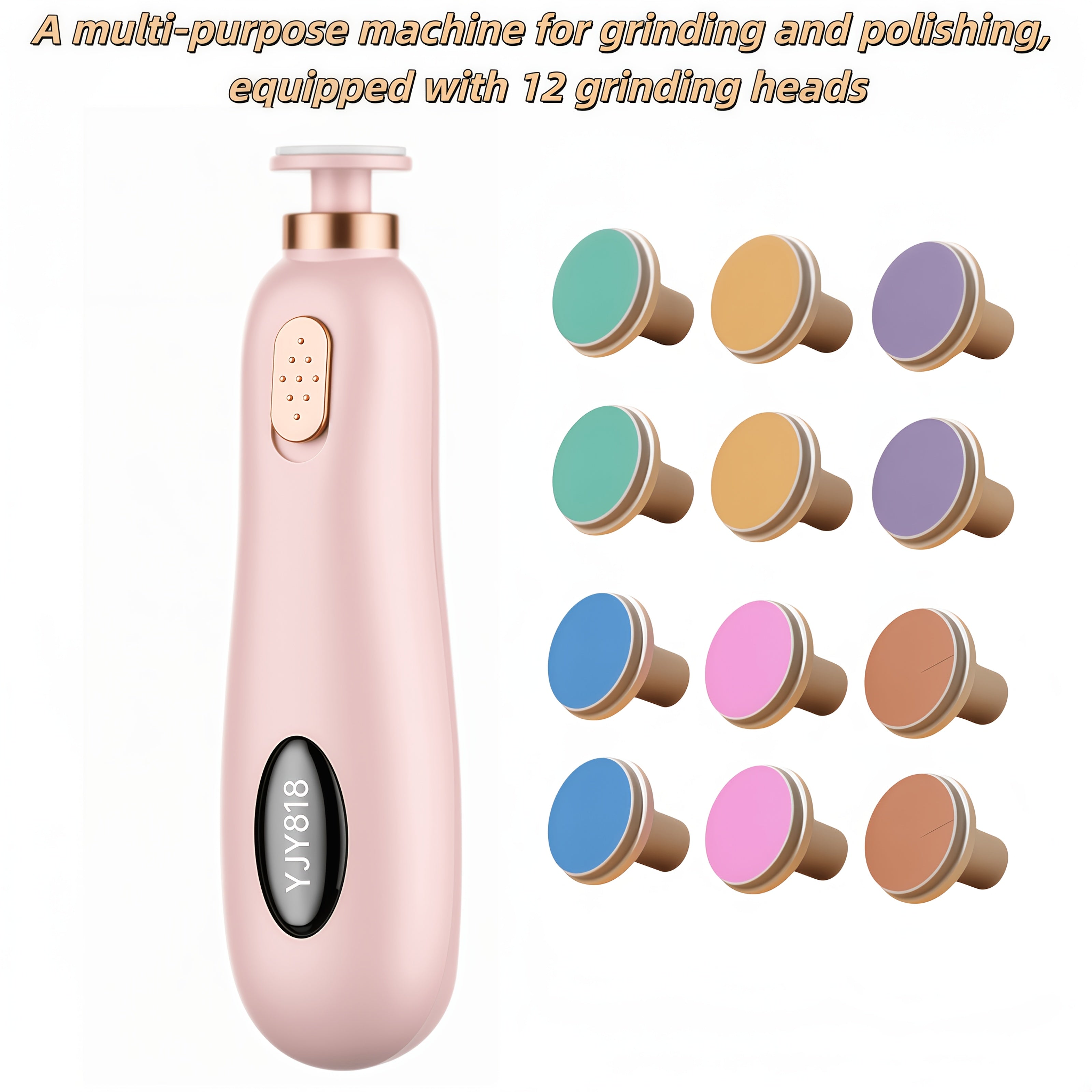 13-Piece Electric Nail Polishing and Trimming Kit with 12 Heads