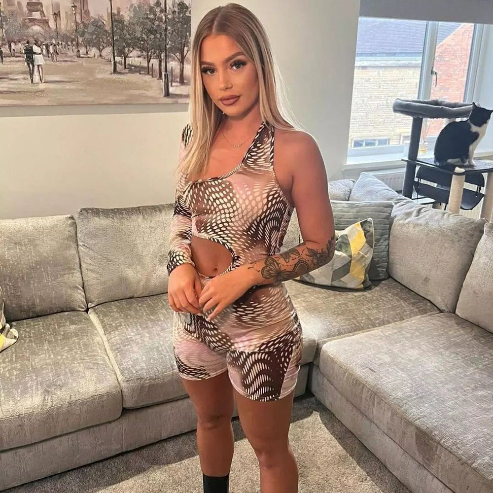 Sexy Halter Long-Sleeve Jumpsuit