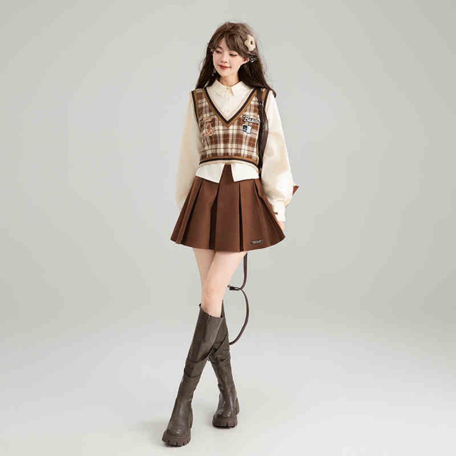 American Retro Style Fake Two Piece Shirt