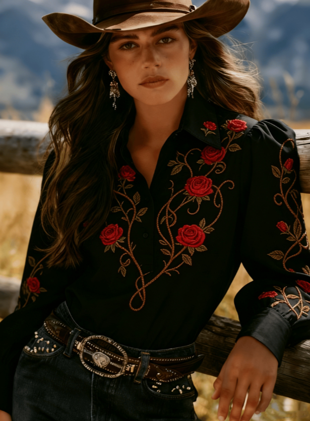 Casual Collared Puff Sleeve Long-sleeved Shirt
