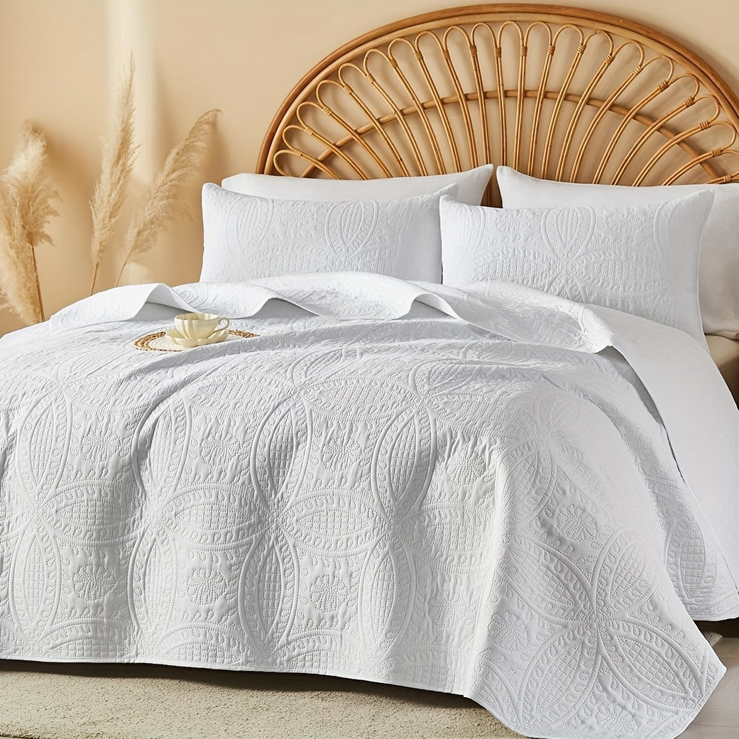 2/3pcs Quilt Set Bedspreads - Soft Cool & Refreshing Summer Quilt Lightweight Microfiber Bedspread - Modern Style Coin Pattern Coverlet For All Seasons - Gifts For The Family