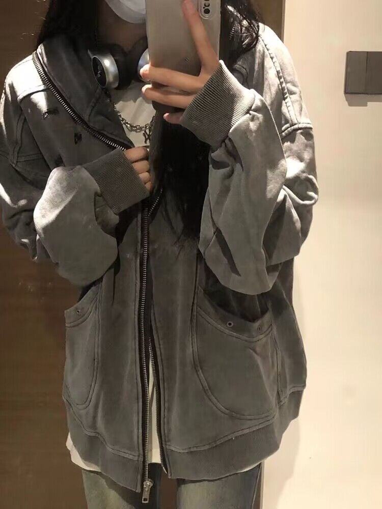 Cardigan Women's Spring And Autumn Hooded Casual Sweatshirt Trendy INS Coat Top