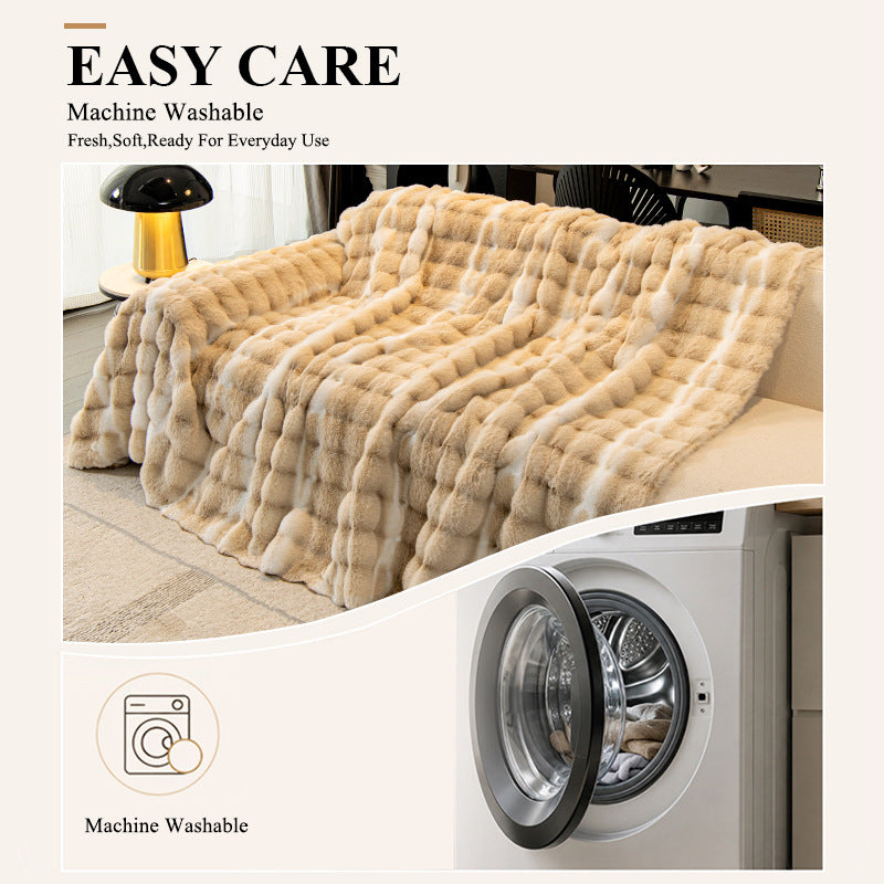 Gradient Rabbit Fur Sofa Cover Cloth