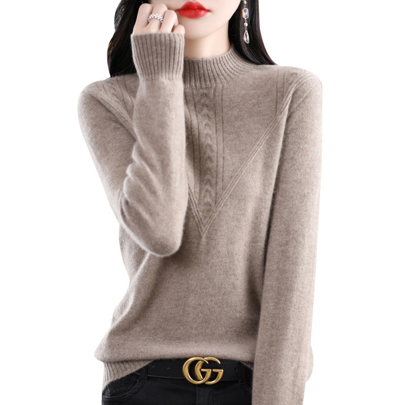 Womens Fashionable Versatile Loose-fitting Mock-neck Sweater