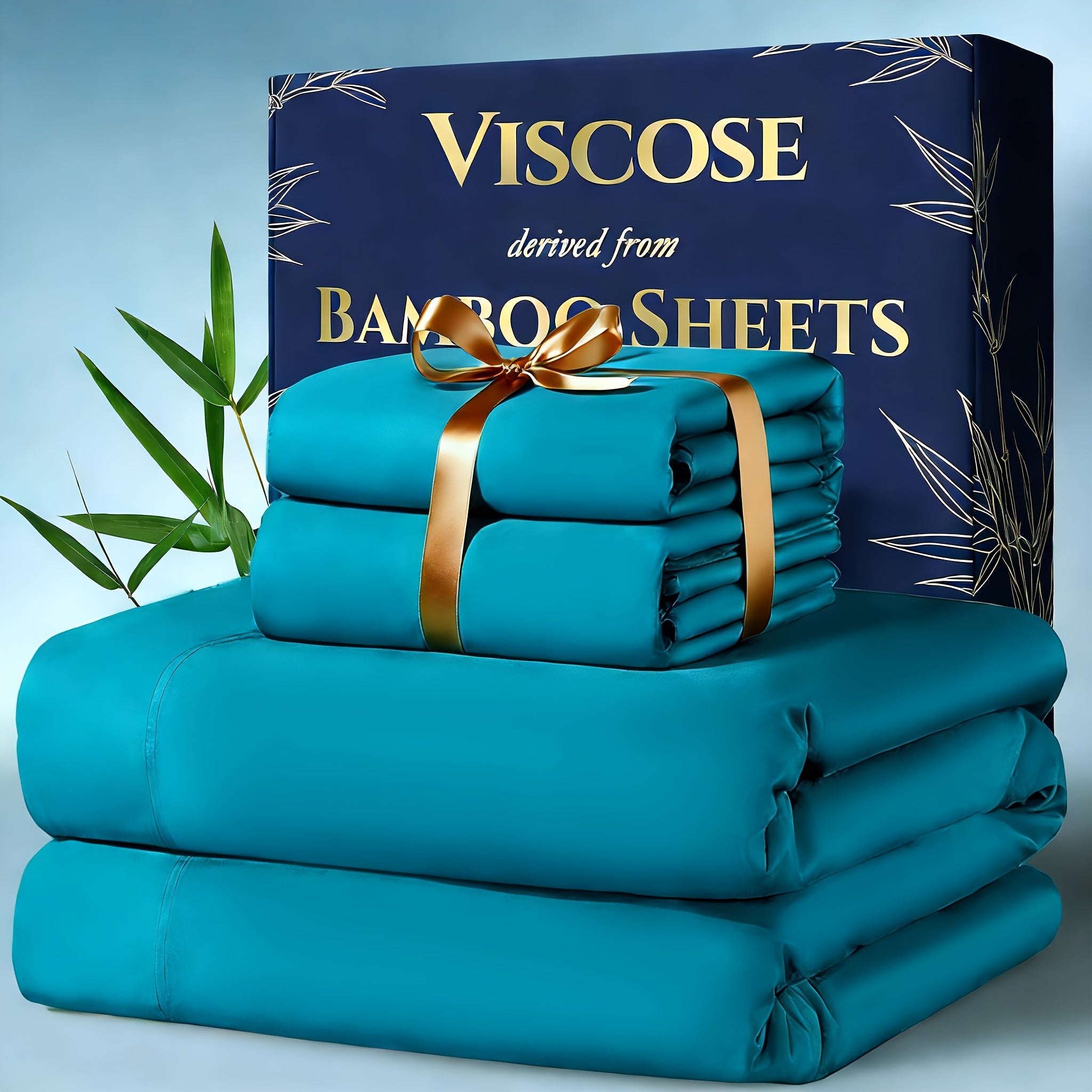 Bamboo Cooling Bedding Set – 4 Pieces (Pillowcase, Flat Sheet, Fitted Sheet) with Extra Deep Pocket, Breathable, Queen & King