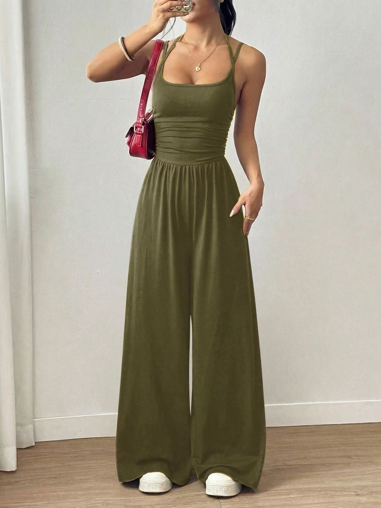 Elegant Black Wide-Leg Camisole Jumpsuit for Women