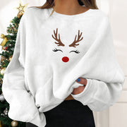 Festive Round Neck Print Christmas Sweatshirt