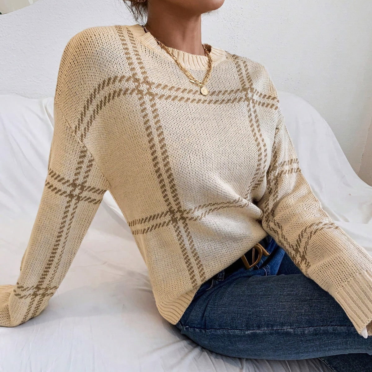Striped Knitted Sweater Women's Clothing
