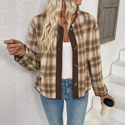 Women's Plaid Jacket Casual Plaid Cardigan