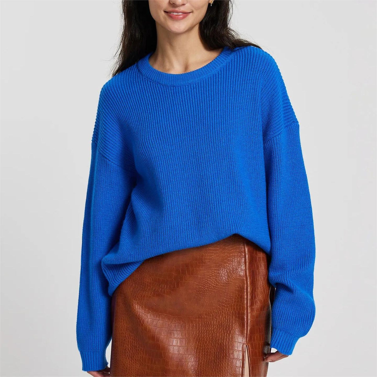 Round Neck Long Sleeve Pullover Loose and Lazy Style Sweater