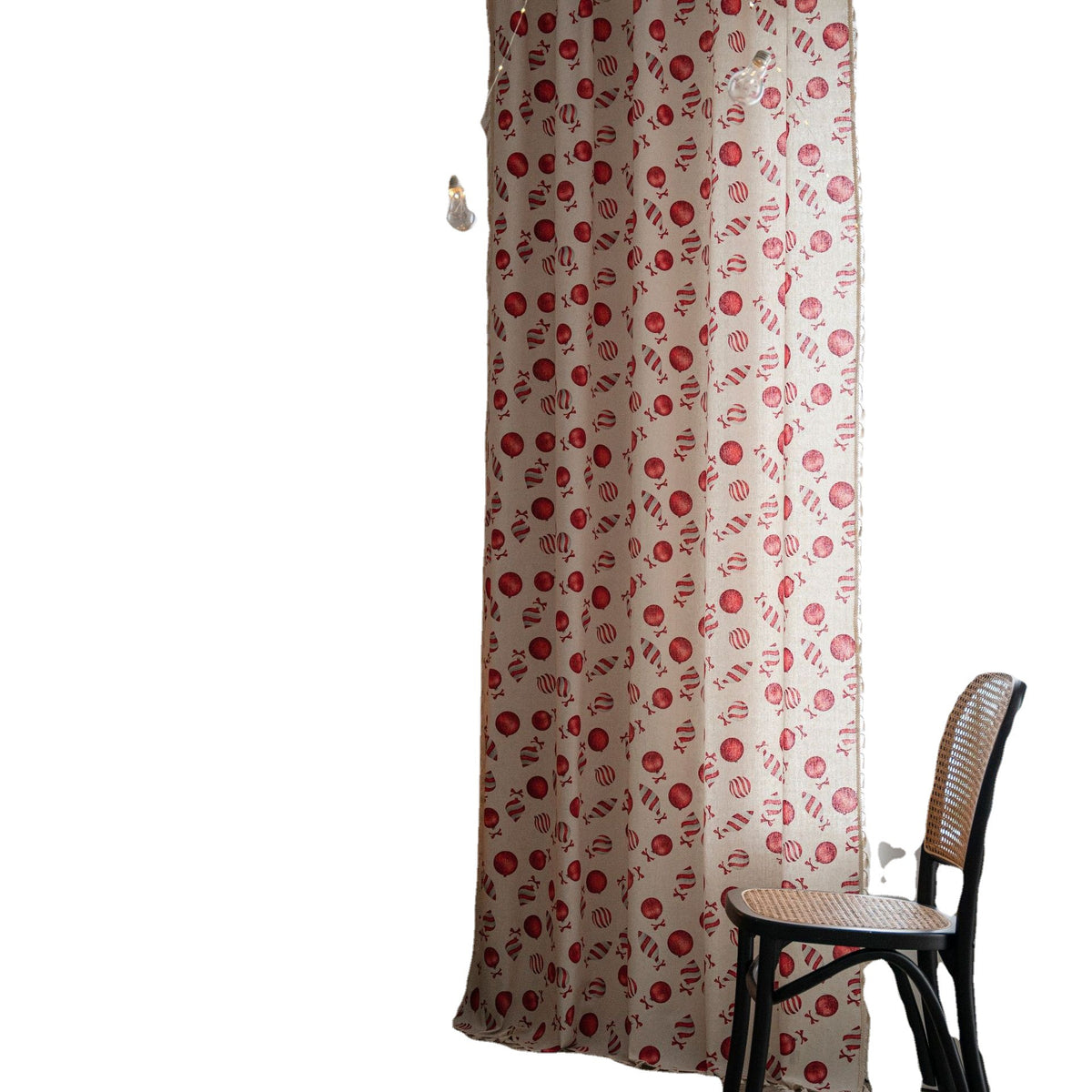 Pine Branch Christmas Semi-blackout Partition Sheer Curtain