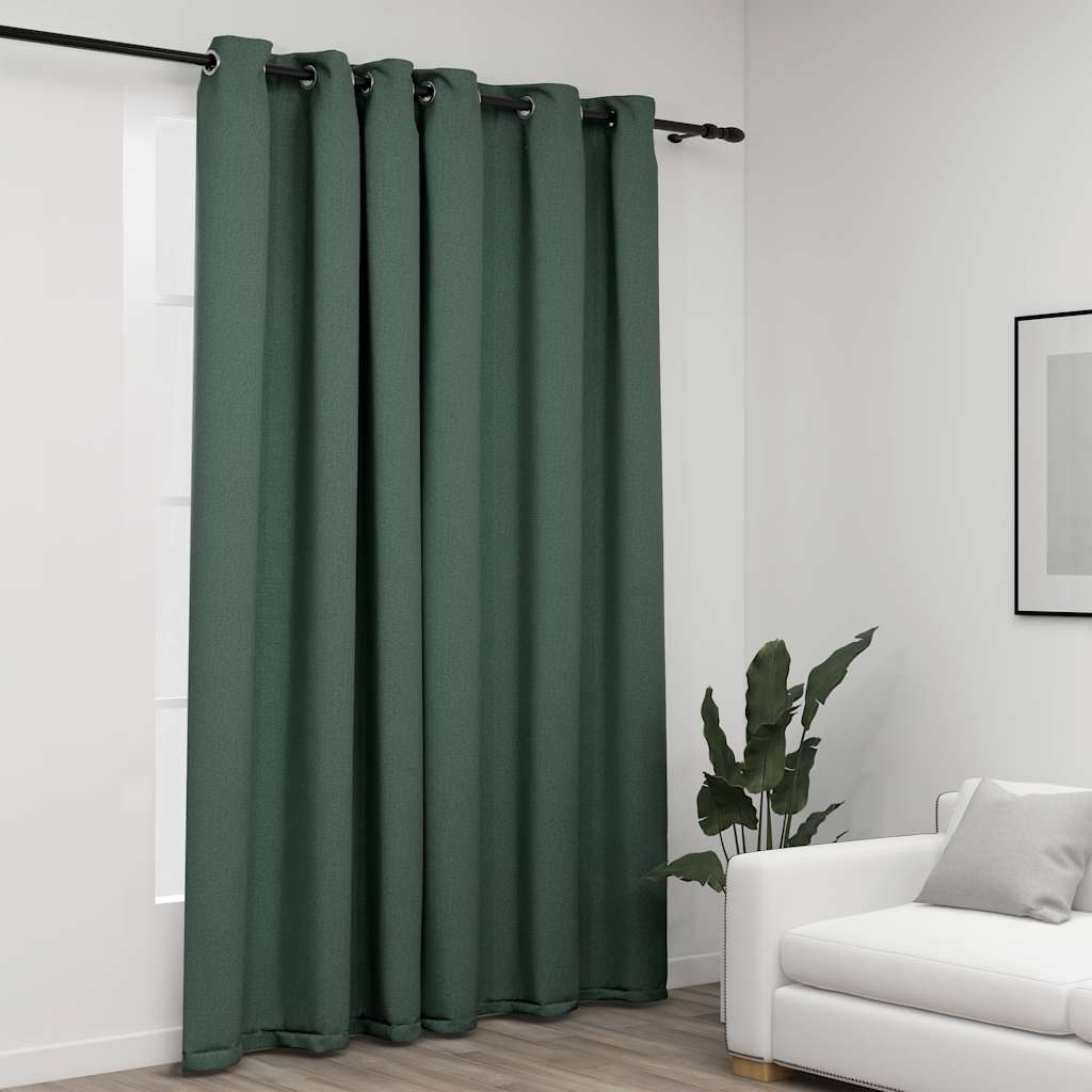 Blackout Curtain with Eyelets, Linen Look; Blackout Curtain with