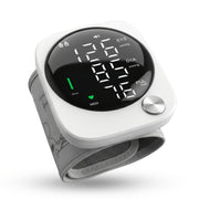2‑Piece Automatic Wrist Blood Pressure Monitor with LCD Display, Adjustable Cuff, Pulse Detection, Irregular Heartbeat Alert, USB Charging, Voice Announcements