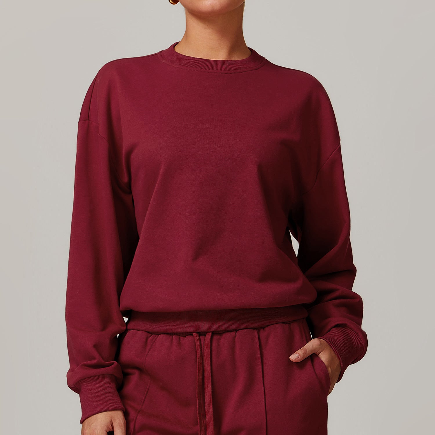 Women's Casual Knitted Round Neck Sports Sweater