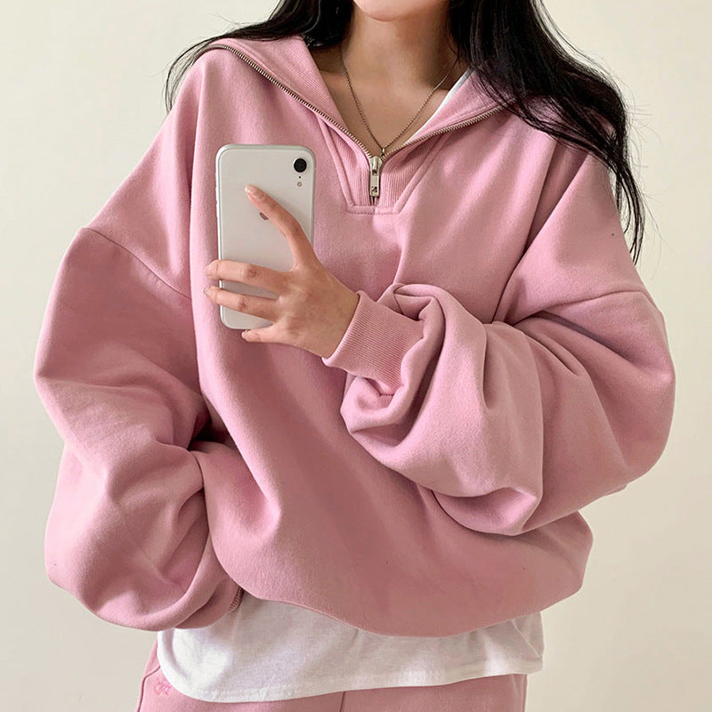Cute Sailor Collar Loose Pullover Hoodie for Women