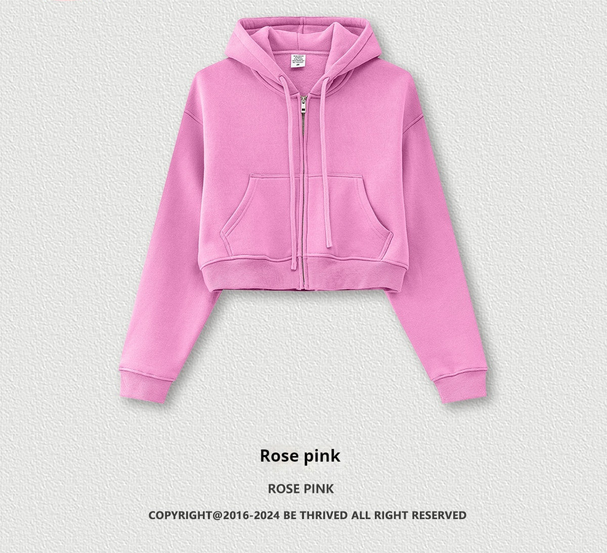 Retro Solid Color Fleece-Lined Zip Hoodie