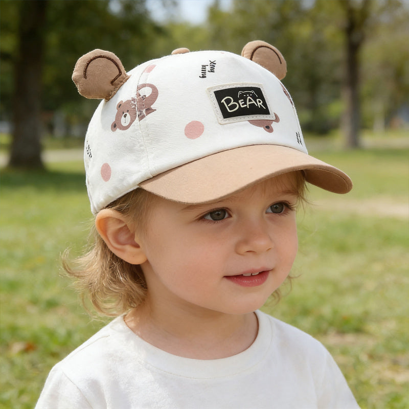 Bear Ear Baby Baseball Cap – Adjustable Cap with Lightweight Fabric for Ages 1-6