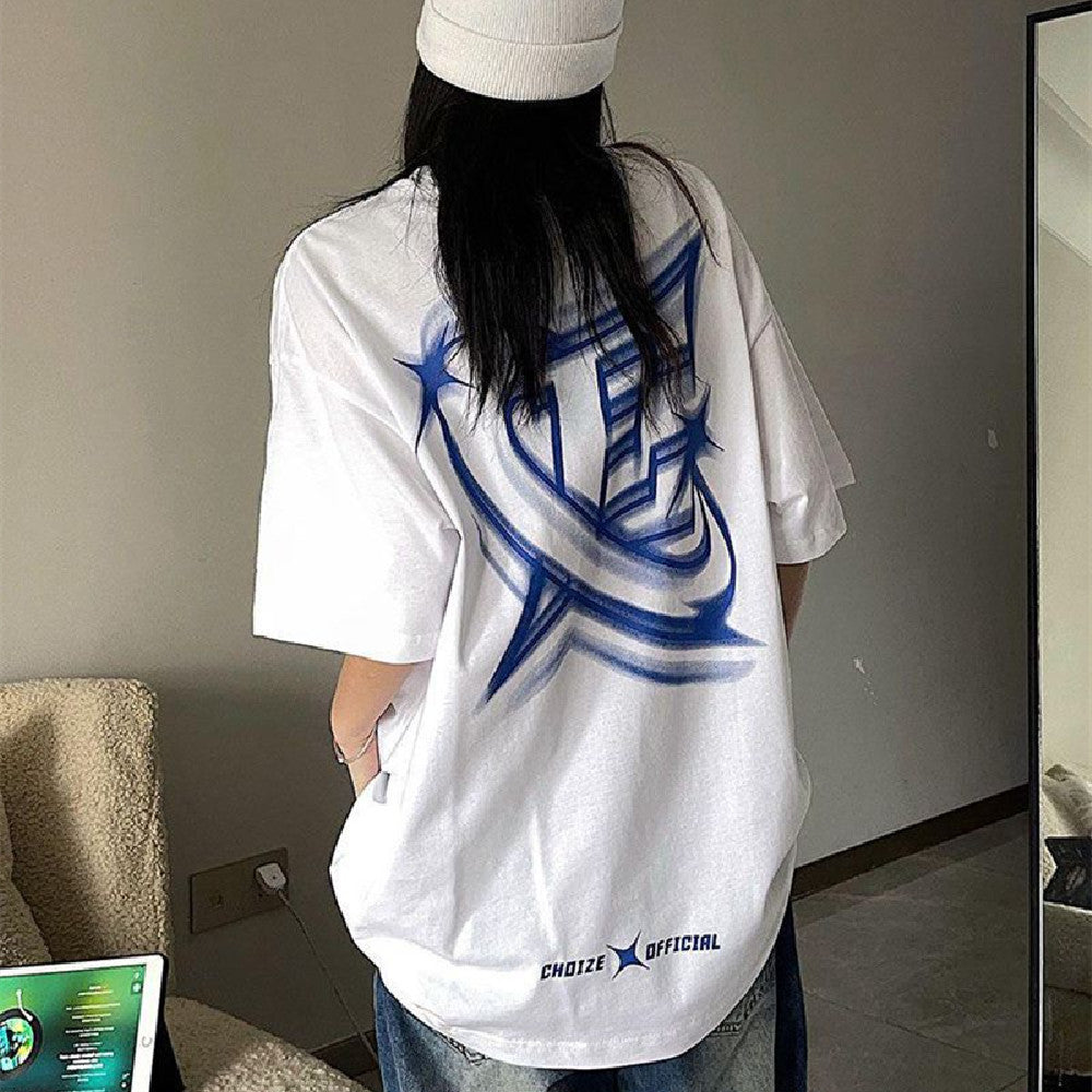 Phantom Letter Print Loose Short-Sleeve Tee