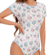Women's Short Sleeve Printed Bodysuit for Spring/Summer