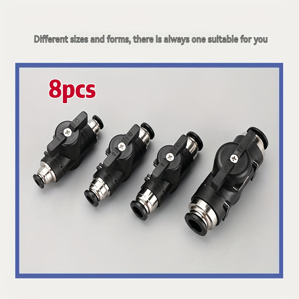 8-Piece Air Flow Control Valve Set (6 mm, 8 mm, 10 mm) with Push‑In Connectors