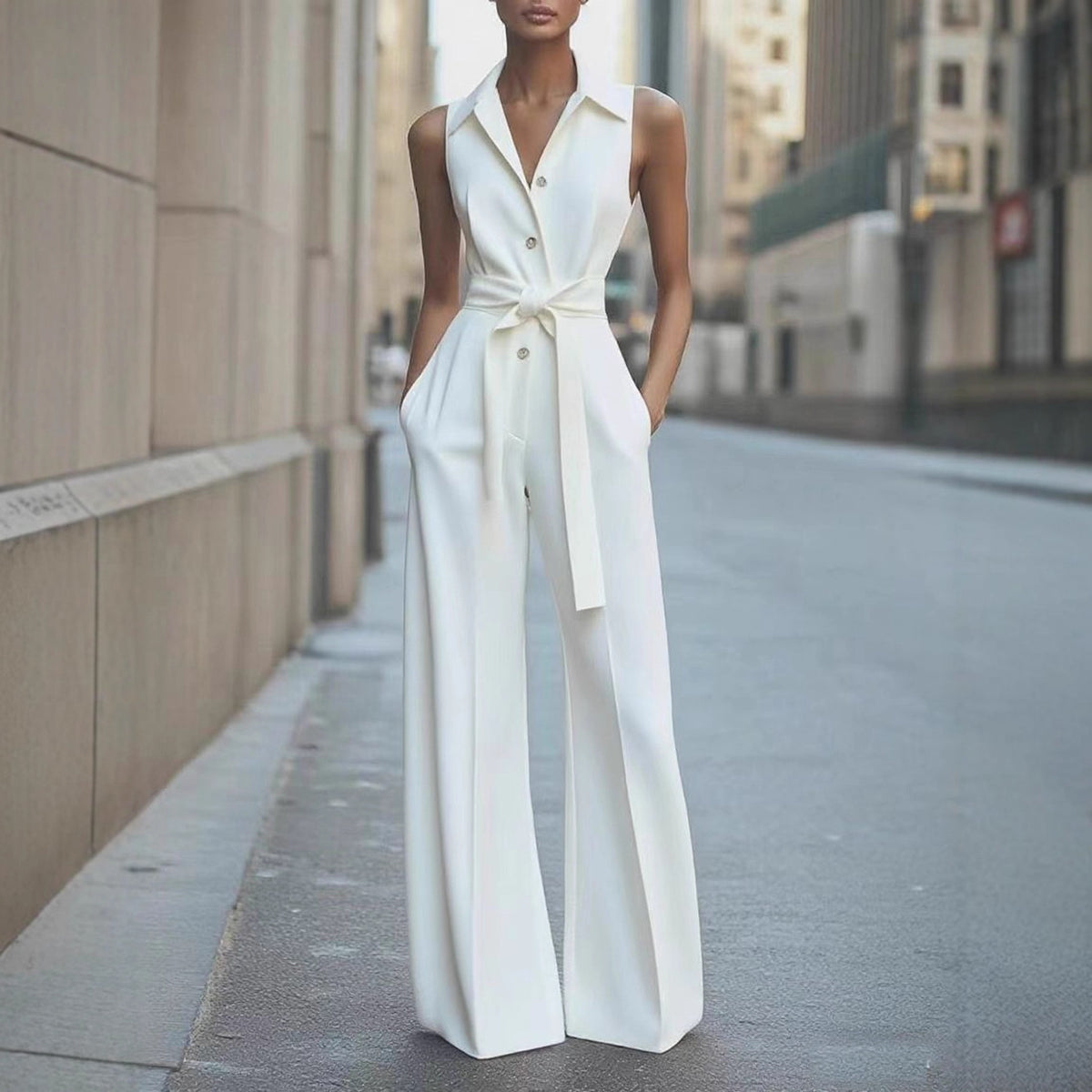 Chic Collared Wide-Leg Jumpsuit