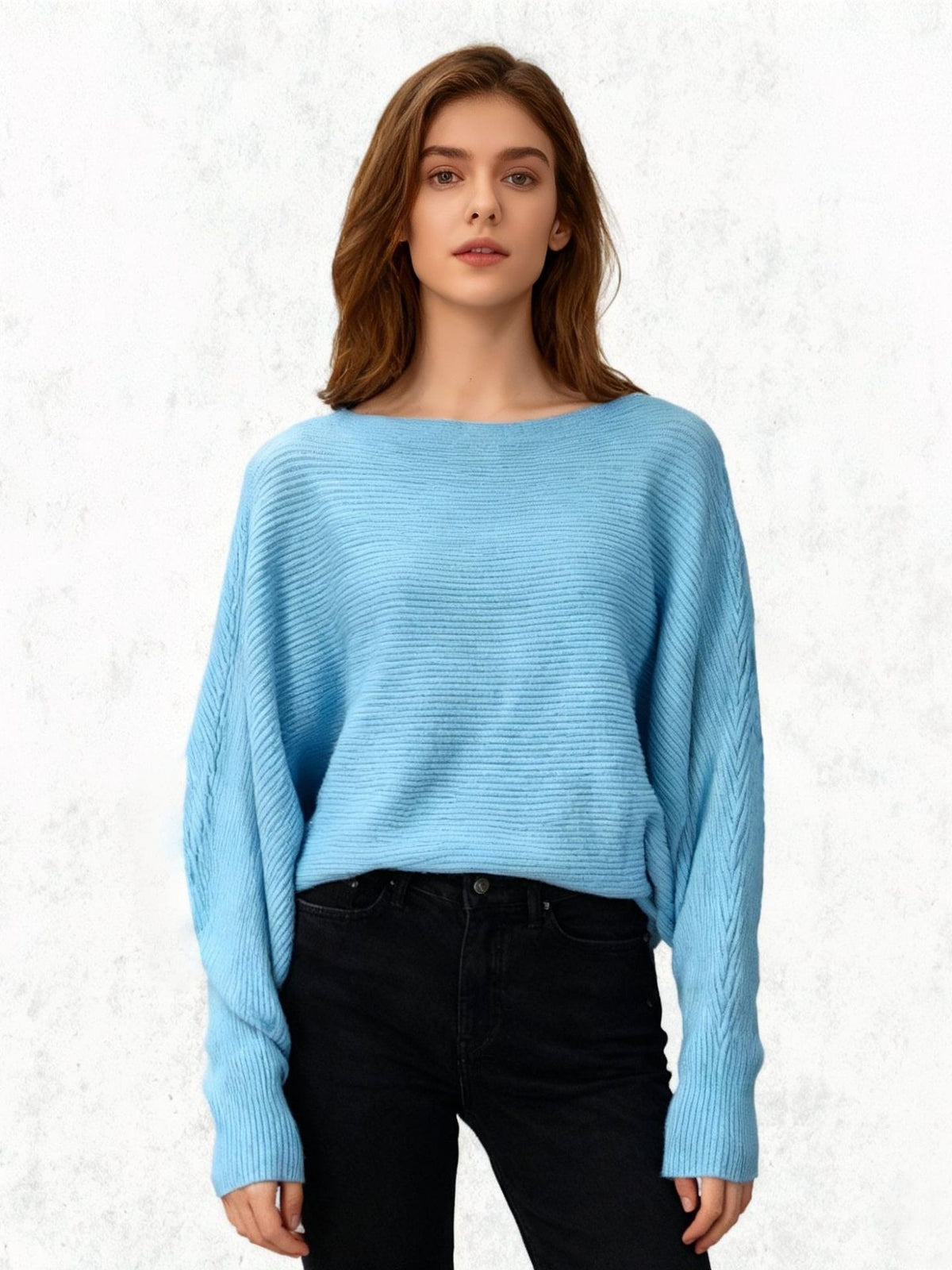 Halter-neck Batwing-sleeve Loose-fit Knit Sweater
