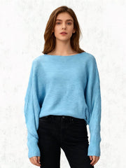 Halter-neck Batwing-sleeve Loose-fit Knit Sweater