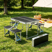 4ft folding picnic table set with 4 chairs for outdoor dining and travel