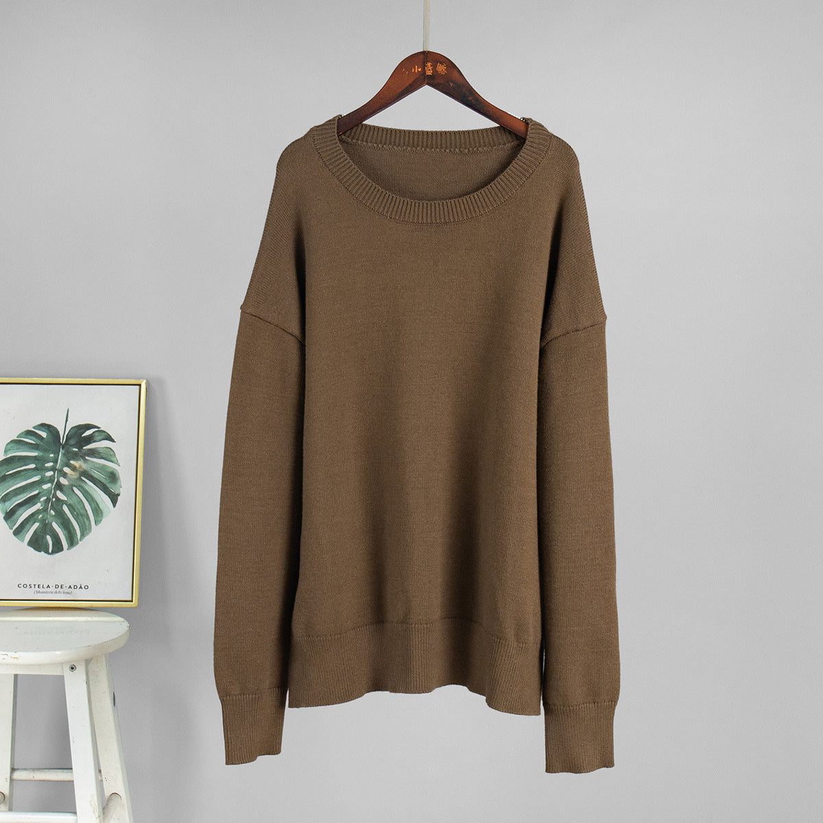 Loose and Warm Simple Pullover Solid Color Knitted Sweater