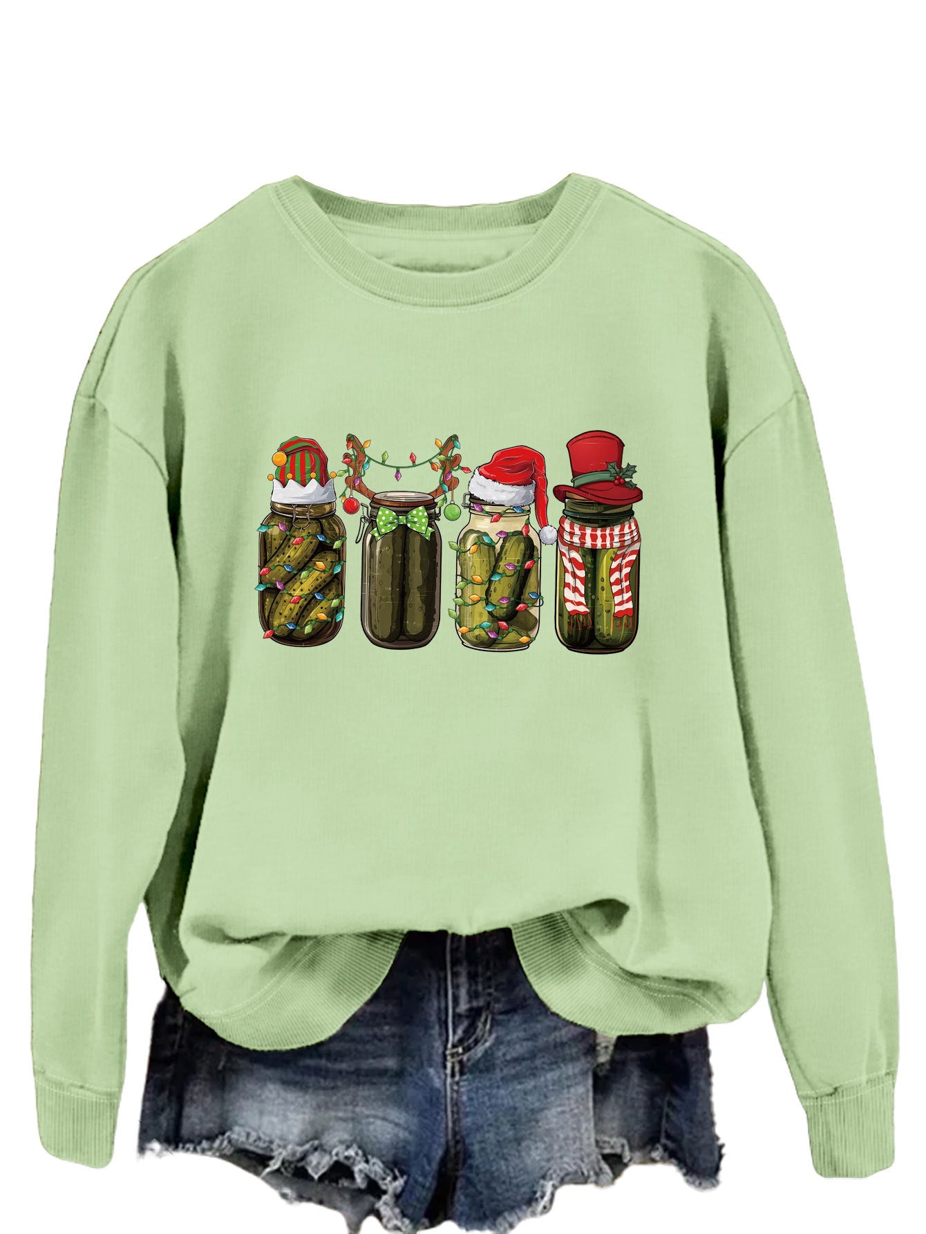 Funny Canned Cucumber Print Pullover Streetwear Sweatshirt