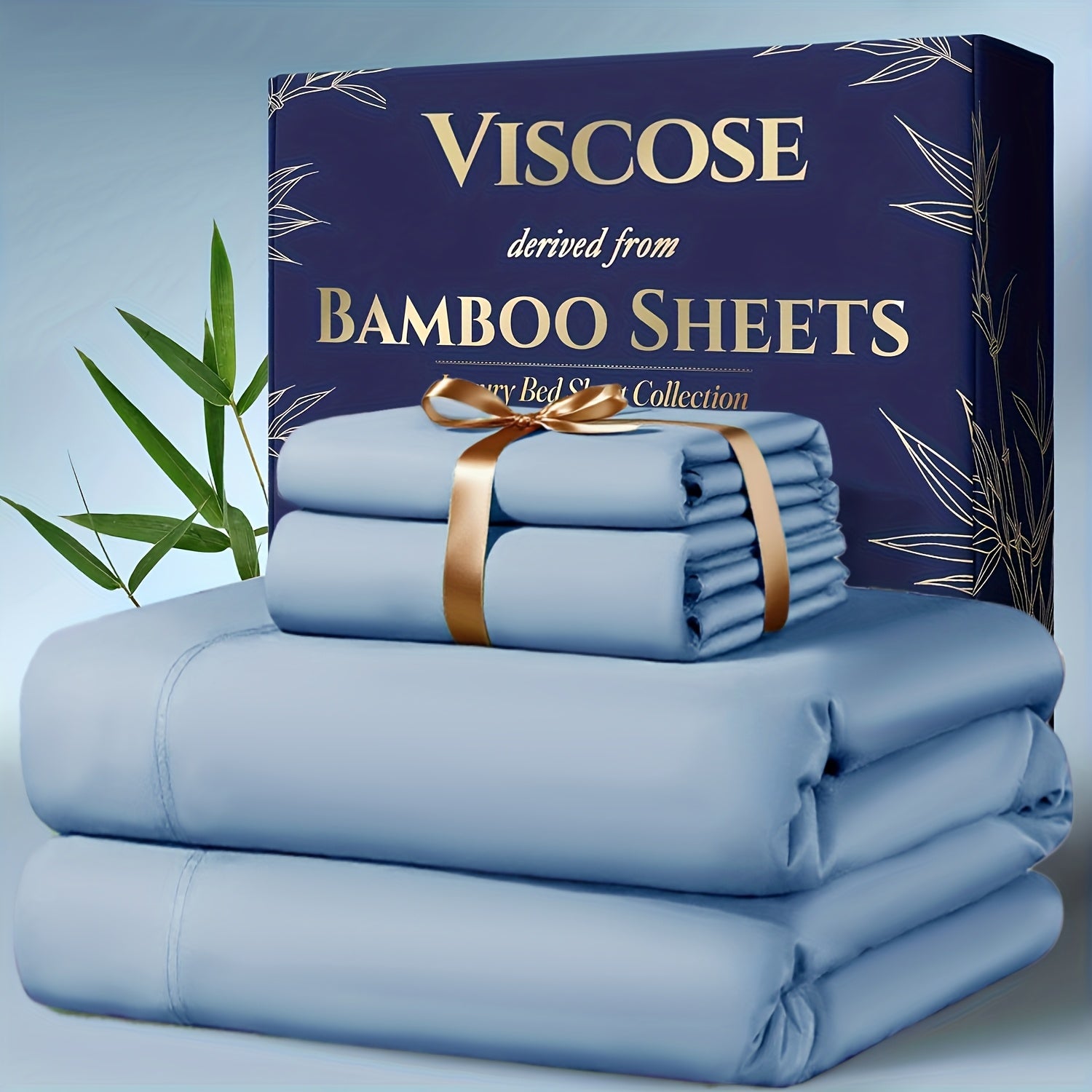 Bamboo Cooling Bedding Set – 4 Pieces (Pillowcase, Flat Sheet, Fitted Sheet) with Extra Deep Pocket, Breathable, Queen & King
