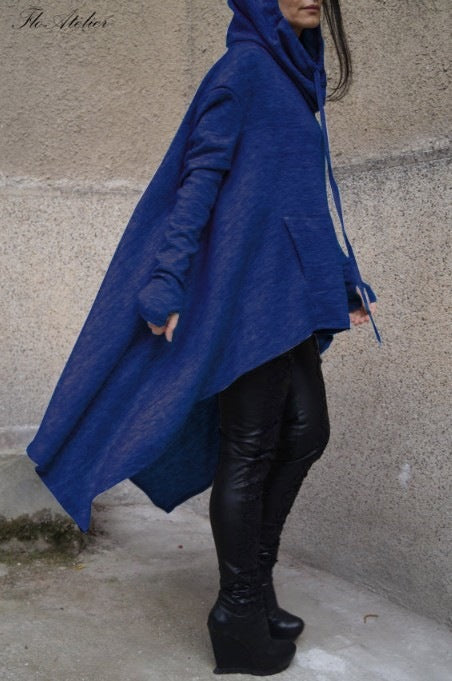 Plus Size Irregular Hooded Sweatshirt Mid-Length Casual Top