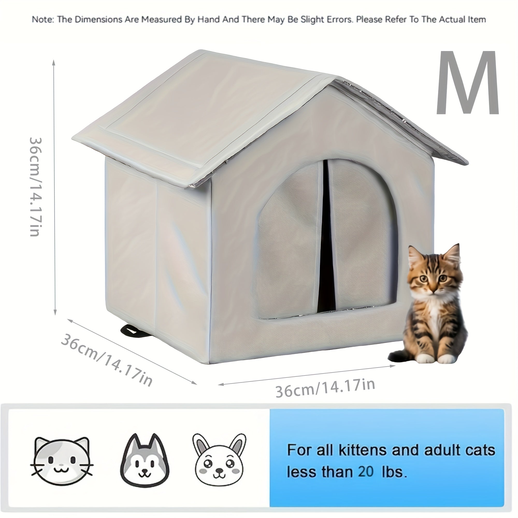 Outdoor Waterproof House & Dog Kennel With Insulated Foam Layer - Windproof Oxford Cloth Shelter, Spacious All-Season Pet House With Ventilation, Easy Assembly, Durable & Warm For Cats, Small Dogs,...