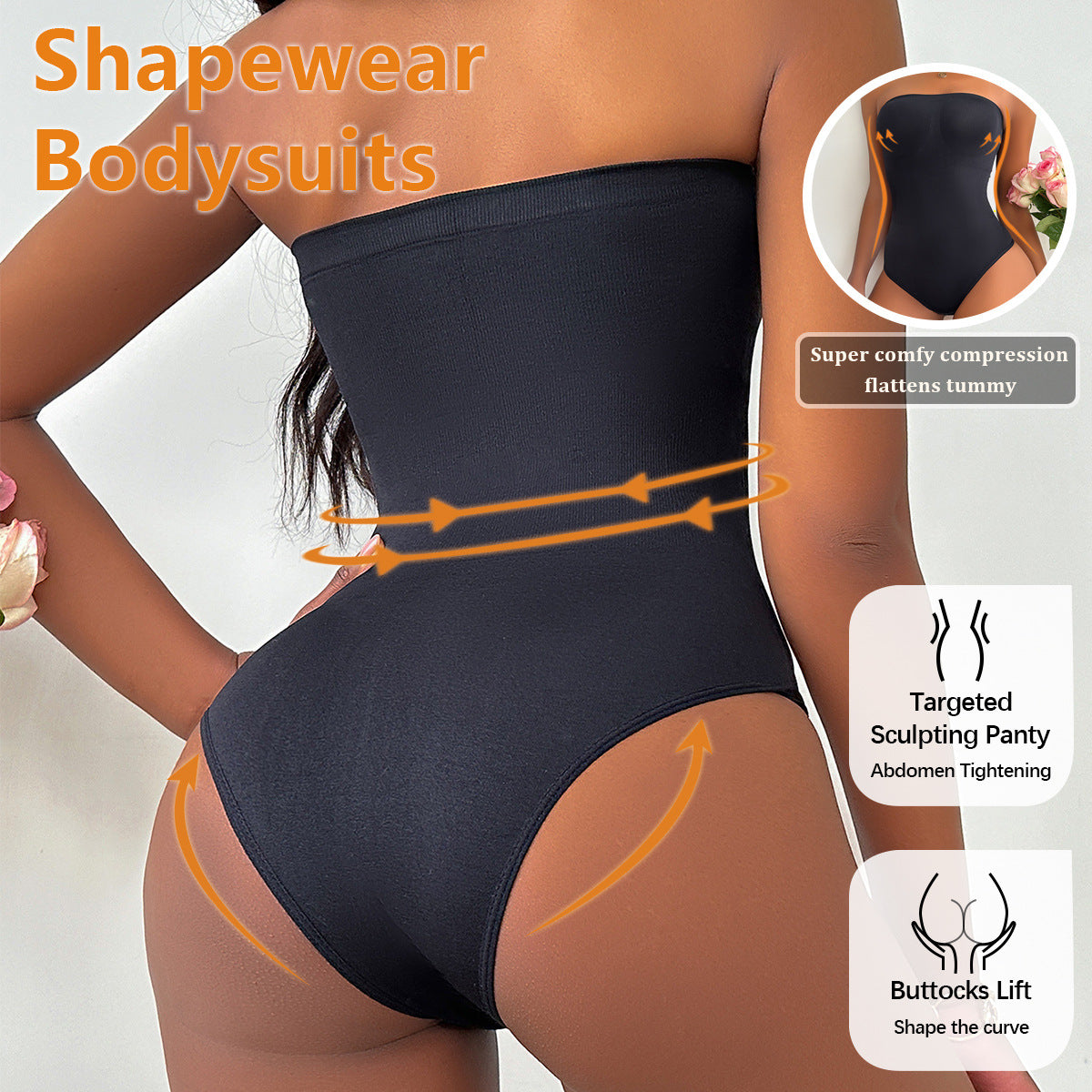 Womens Tummy-Control And Butt-Lifting One-Piece Shapewear