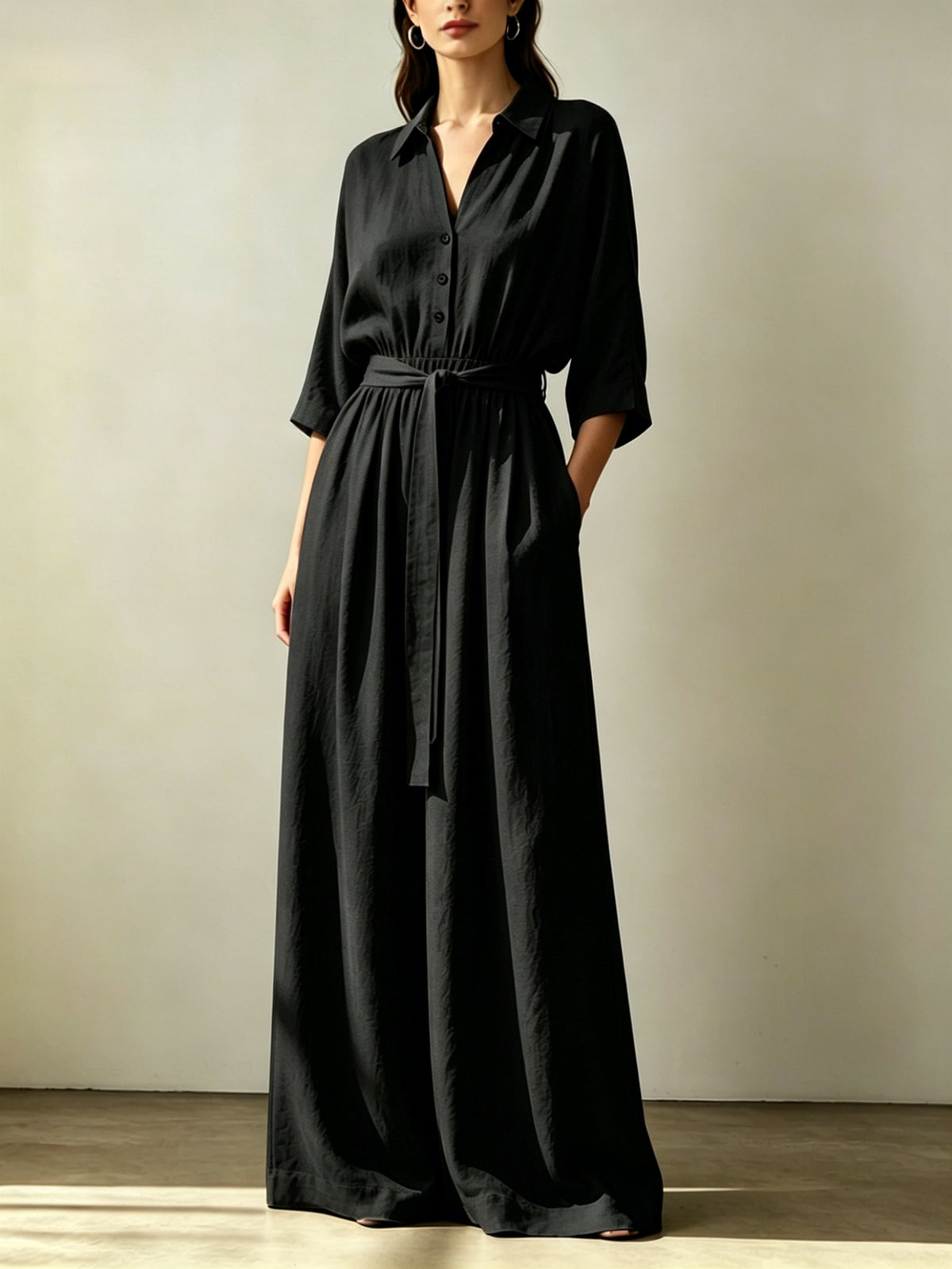 Chic Linen Wide-Leg Pants with Waist Tie