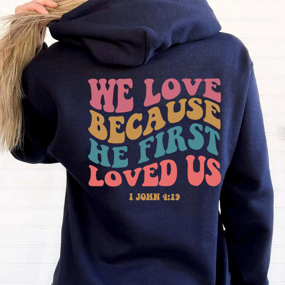 Cozy Solid Color Letter Printed Pullover Sweatshirt