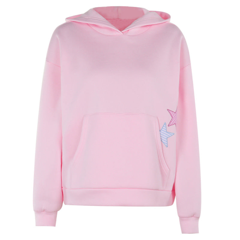 Trendy Embroidered Hooded Pullover Sweater for Women