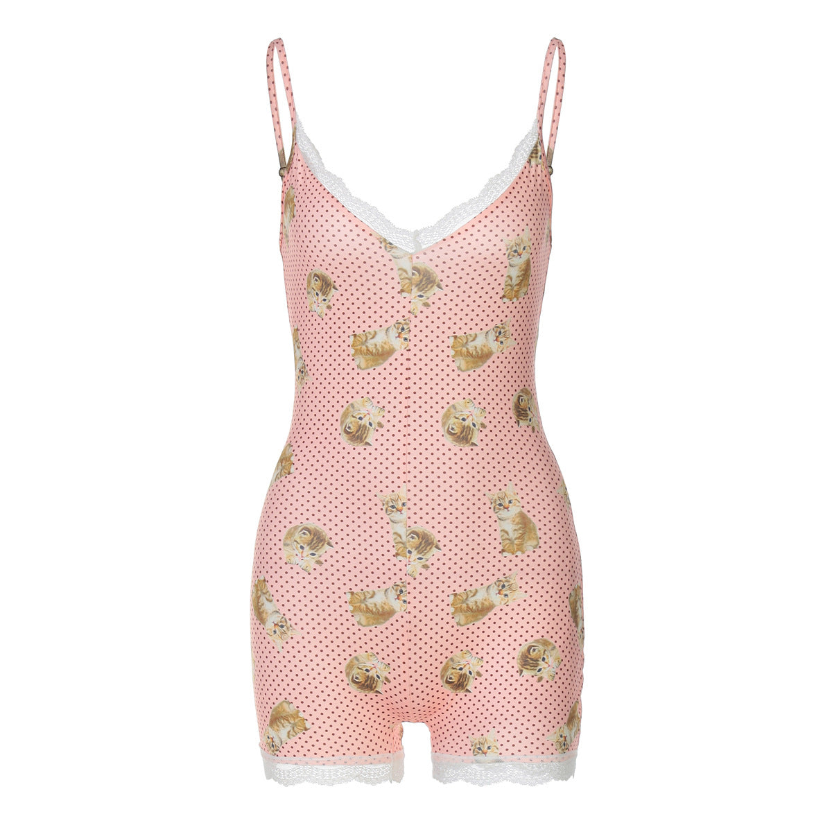Fresh Sweet Girls' Retro Printed Slim-fit Slimming Jumpsuit