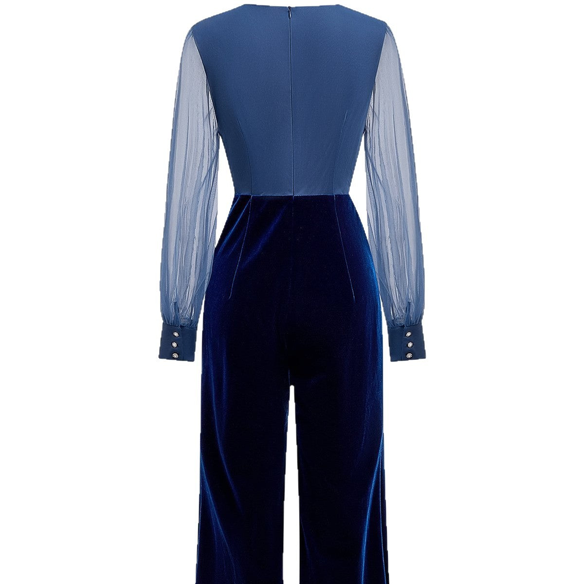 Elegant Velvet V-Neck Long Jumpsuit